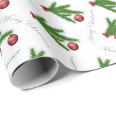 Elegante Dennentak Kerstpatroon Cadeaupapier (Rol Hoek)