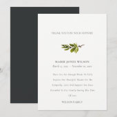 Elegante dennentak loof sympathie gedenkteken bedankkaart (Voorkant / Achterkant)