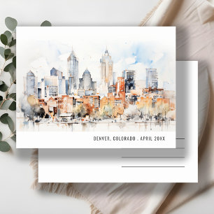Elegante Denver Colorado Silhouette Watercolor Rei Briefkaart