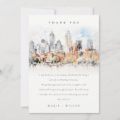 Elegante Denver Colorado Skyline Waterverf bruilof Bedankkaart (Voorkant)