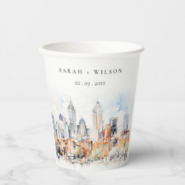 Elegante Denver Colorado Skyline Waterverf bruilof Papieren Bekers