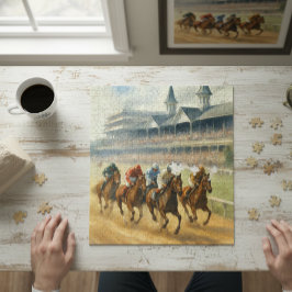 Elegante Derby Aquarel Paardensport Kunst Legpuzzel