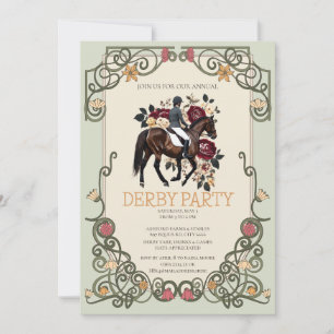 Elegante Derby-feest uitnodiging Paardrijden Bloem