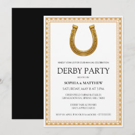 Elegante Derby-feestuitnodiging met gouden hoefijz Kaart