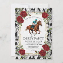 Elegante Derby-feestuitnodiging met paardenrace I
