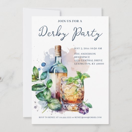 Elegante derby party kaart (Voorkant)