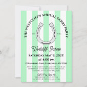 Elegante Derby Party Mint Cabana Stripe Hoefijzer Kaart (Voorkant)