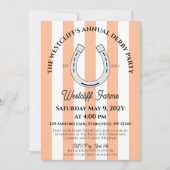 Elegante Derby Party Peach Cabana Stripe Hoefijzer Kaart (Voorkant)