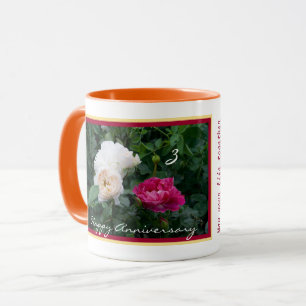 Elegante Derde Trouwdag Rozen Bloemen Mok