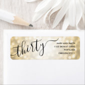 Elegante dertig gouden glitterlichten 30e verjaard etiket (Insitu)