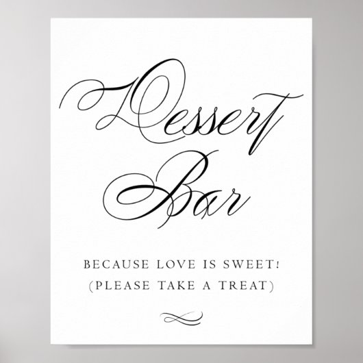 Elegante dessertbar zwart kalligrafie | Chique tab Poster (Voorkant)
