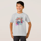 Elegante Dia de los Muertos Floral Skull Shirt (Voorkant volledig)
