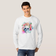 Elegante Dia de los Muertos Floral Skull Shirt