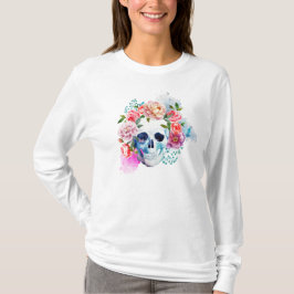 Elegante Dia de los Muertos Floral Skull Shirt