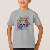 Elegante Dia de los Muertos Floral Skull Shirt (Voorkant)