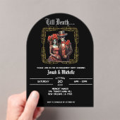 Elegante Día de los Muertos verlovingsfeest Acryl Uitnodigingen (Insitu (Draagbaar))