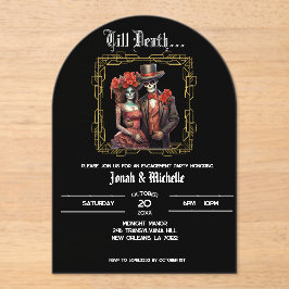 Elegante Día de los Muertos verlovingsfeest Acryl Uitnodigingen