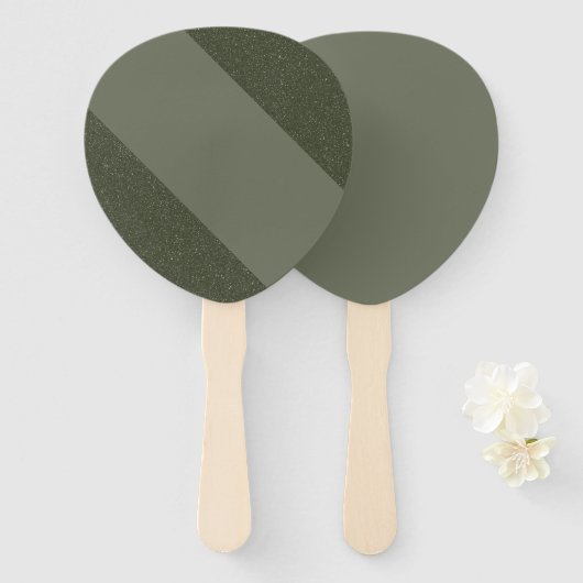 Elegante Diagonal Oval Fan Set in Moss Green Handwaaier (Voorkant en achterkant)