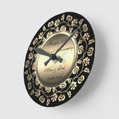 Elegante diamant, bloemige 50ste huwelijksverjaard ronde klok (Hoek)