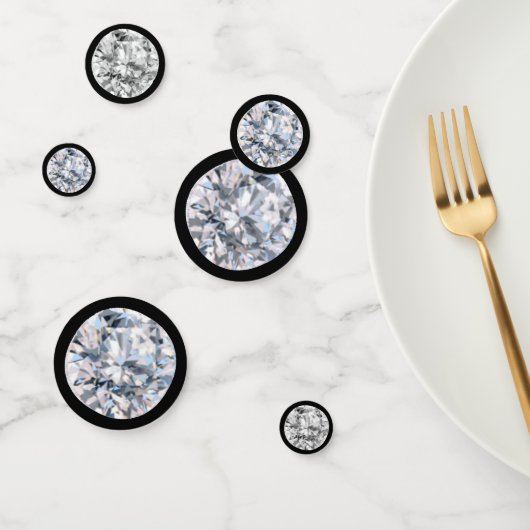 Elegante diamant edelsteen op zwart confetti (Groep)