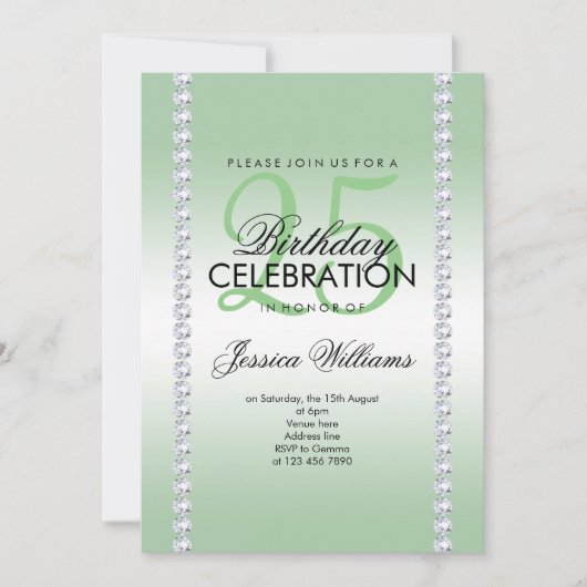 Elegante diamant gejuweld smaragd verjaardag kaart (Voorkant)