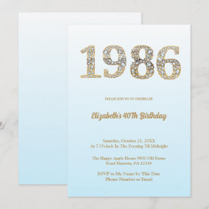 Elegante diamant jaar 1986 40ste verjaardagsfeest kaart