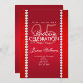 Elegante Diamant Jeweled Ruby Red Verjaardag Kaart (Voorkant / Achterkant)