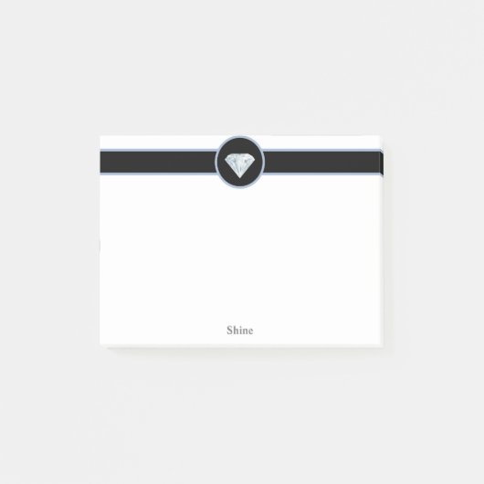 Elegante diamant op zwart en wit post-it® notes (Voorkant)
