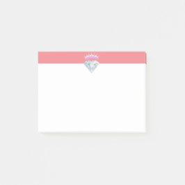 Elegante diamant & tiara op koraal en wit post-it® notes