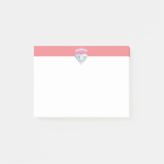 Elegante diamant & tiara op koraal en wit post-it® notes (Voorkant)