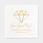 Elegante diamant zei ze ja namen | Datum Folie Servetten (Voorkant)