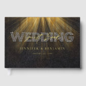 Elegante diamant zwart en goud diamanten bruiloft gastenboek (Voorkant)