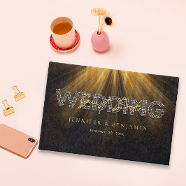 Elegante diamant zwart en goud diamanten bruiloft gastenboek