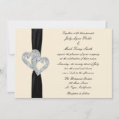 Elegante Diamant Zwart Lint Bruiloft Uitnodiging (Voorkant)