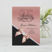 Elegante Diamantboog, Roos Gold & Black Verjaardag Kaart (Staand voorkant)