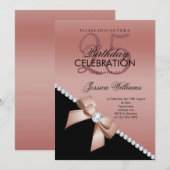 Elegante Diamantboog, Roos Gold & Black Verjaardag Kaart (Voorkant / Achterkant)