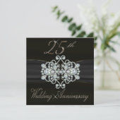Elegante diamanten 25e zilveren huwelijksjubileum kaart (Staand voorkant)