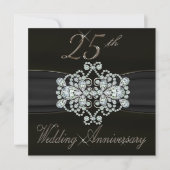 Elegante diamanten 25e zilveren huwelijksjubileum kaart (Voorkant)