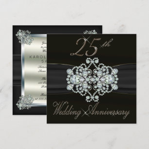 Elegante Diamanten 25e Zilveren Huwelijksjubileum Kaart