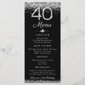 Elegante Diamanten 40e Verjaardag Diner Platte Men Menu (Voorkant)