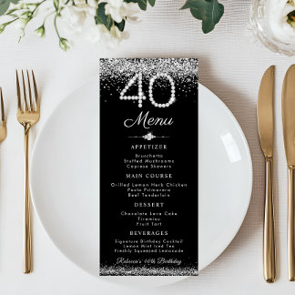 Elegante Diamanten 40e Verjaardag Diner Platte Men Menu