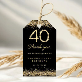 Elegante Diamanten 40e Verjaardagsfeest Bedankt Cadeaulabel