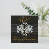 Elegante Diamanten 50ste Gouden Bruiloft Kaart (Staand voorkant)