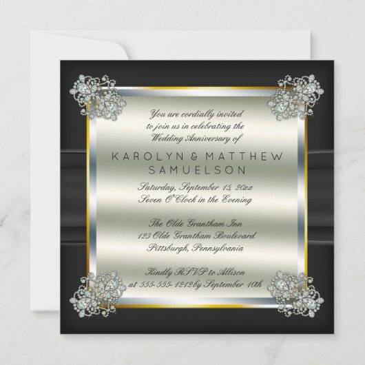 Elegante Diamanten 50ste Gouden Huwelijksjubileum Kaart (Achterkant)