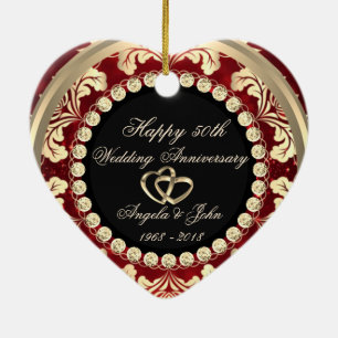 Elegante Diamanten 50ste Huwelijksverjaardag Keramisch Ornament