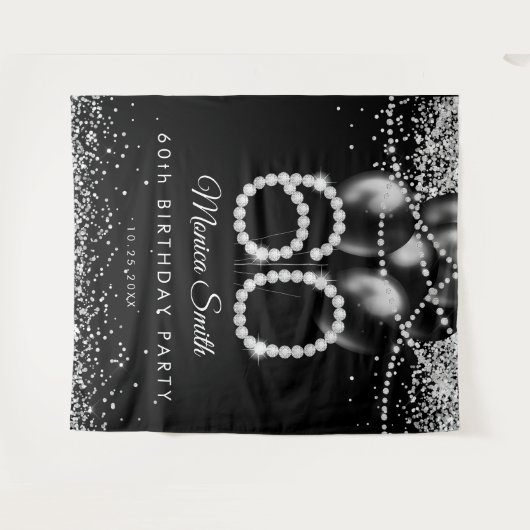 Elegante Diamanten 60e verjaardag Party Achtergron Wandkleed (Voorkant (horizontaal))