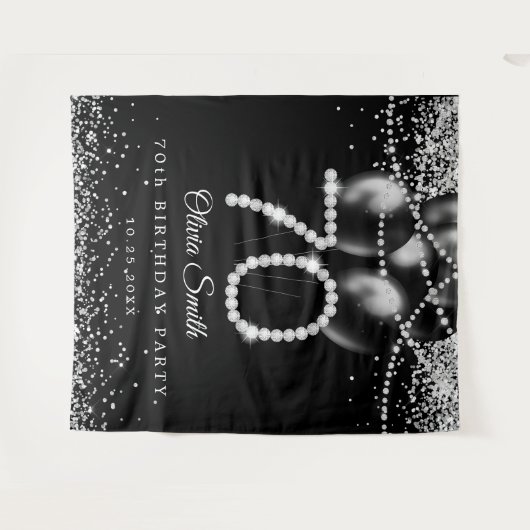 Elegante diamanten 70e verjaardag Party Achtergron Wandkleed (Voorkant (horizontaal))