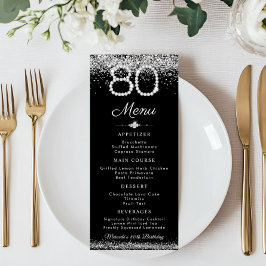Elegante Diamanten 80e Verjaardag Diner Platte Men Menu