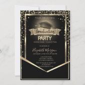 Elegante diamanten afstudeerhoed zwart afstuderen kaart (Voorkant)