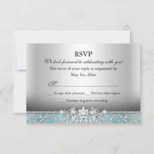 Elegante diamanten blauwe RSVP Kaartje